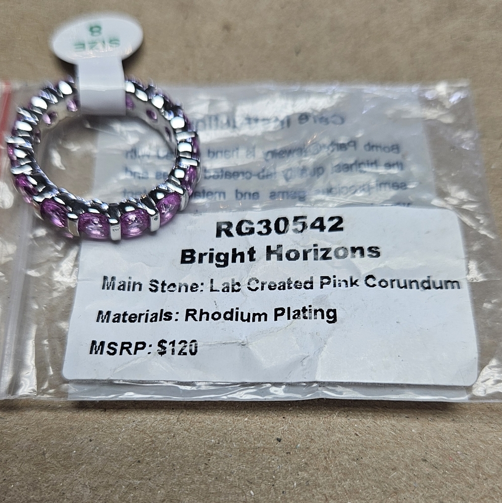 Bomb Party Lab Created Pink Corundum Size 8 Ring.
